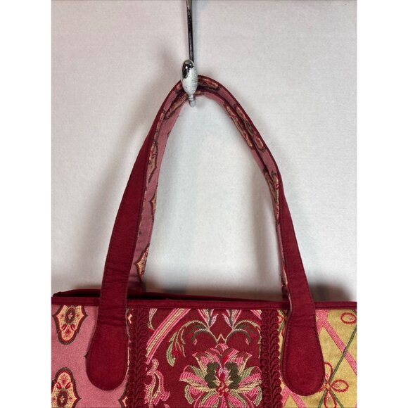 Talbots Floral Embroidered Tote Bag With Double Handles & Snap Closure - Picture 4 of 13